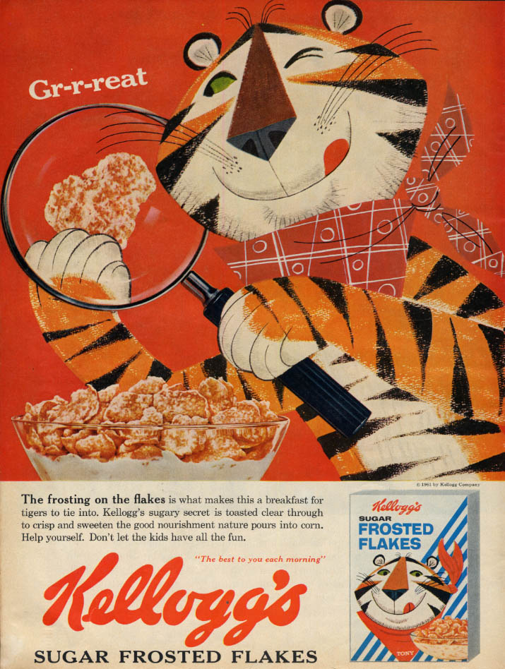 The Frosting On The Flakes Tony The Tiger Kelloggs Sugar Frosted Flakes Ad 1961 8449