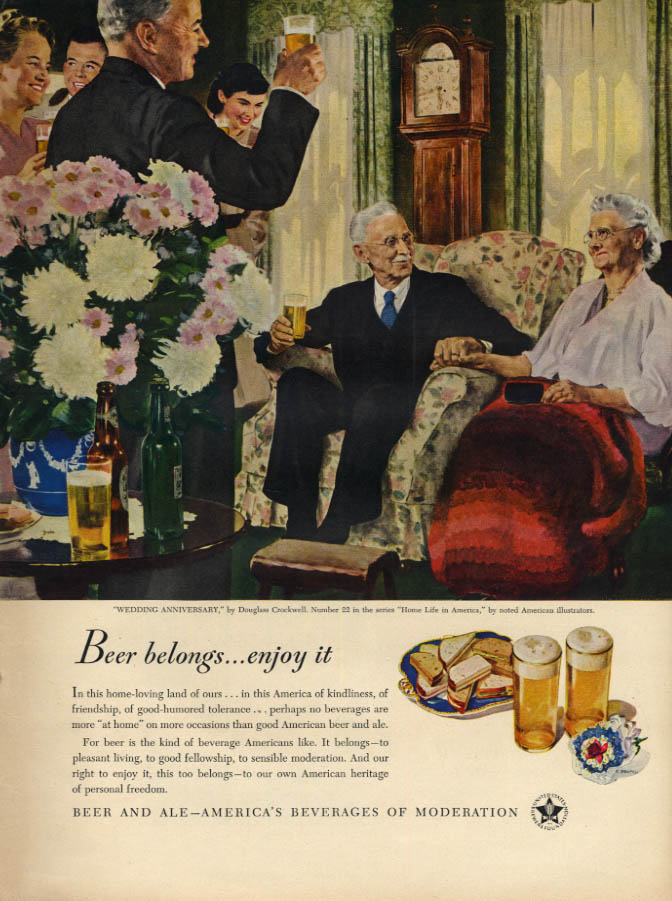 Wedding Anniversary by Douglass Crockwell - Beer Belongs ad 1948 L