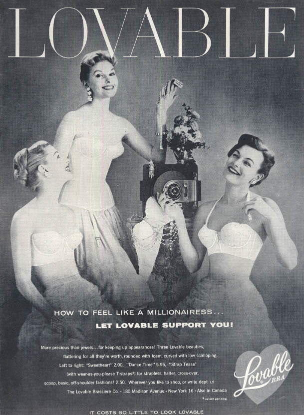 How to feel like a millionairess Lovable Bra ad 1955 L