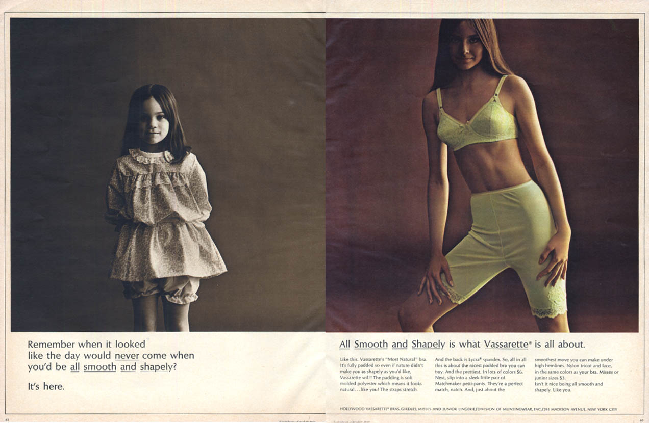 Remember when what you wore underneath? Vassarette Bra & Brief ad 1967
