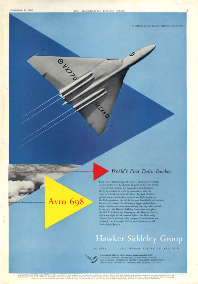 World's First Delta Bomber: Hawker Siddeley Avro 698 Ad 1952 Iln