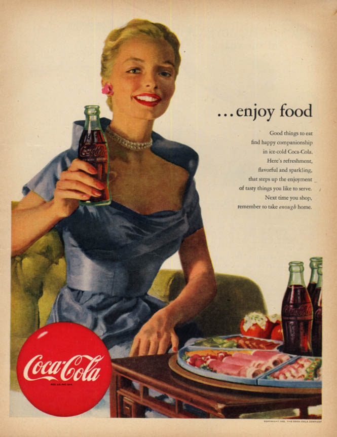 Enjoy Food Coca Cola Ad Blonde In Pearls McC