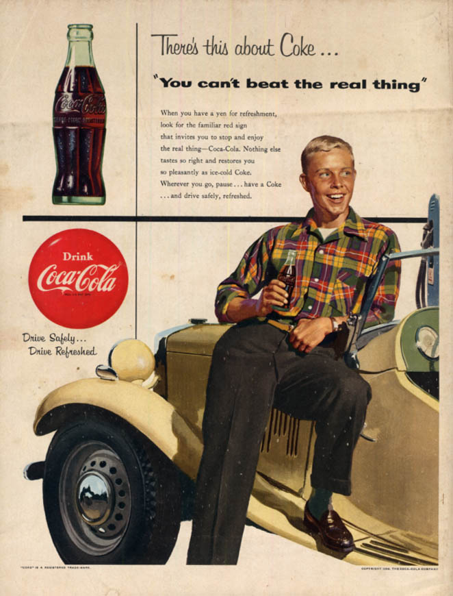 You Cant Beat The Real Thing Coca Cola Ad 1954 Mg Td Col