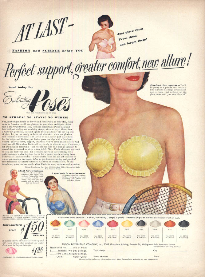Original Vintage Lingerie Ad for 1949 Warner's Sta-up-top Lingerie Girdles  & Bra -  Canada