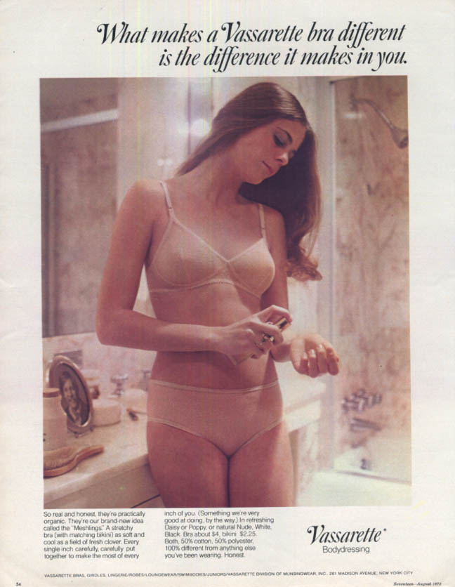 1982 VASSARETTE Lingerie Bra & Panty Magazine PRINT AD