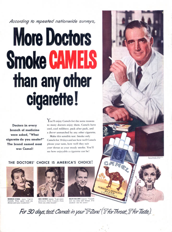 More Doctors Smoke Camels Than Any Other Cigarette ad 1952 L