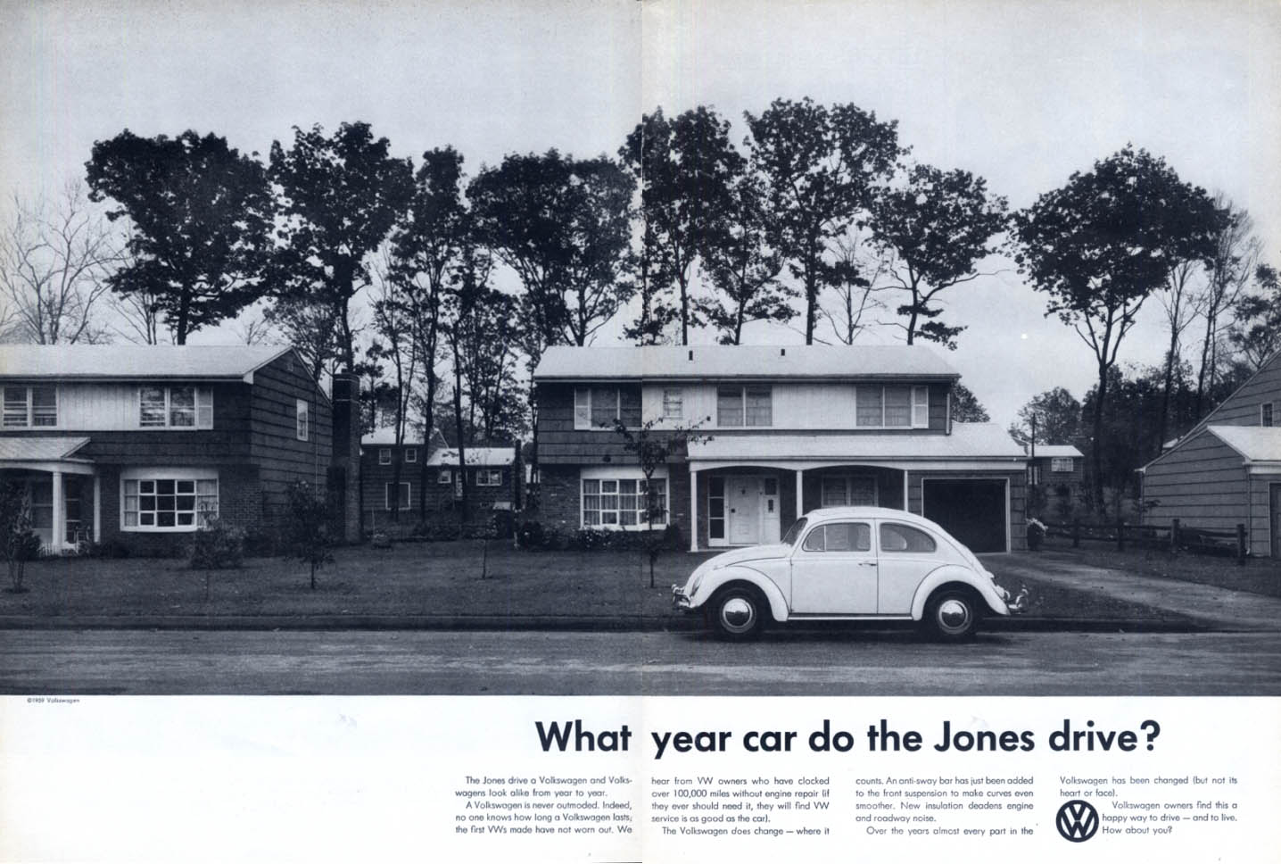 What year car do the Jones drive? Volkswagen ad 1959 1960 L