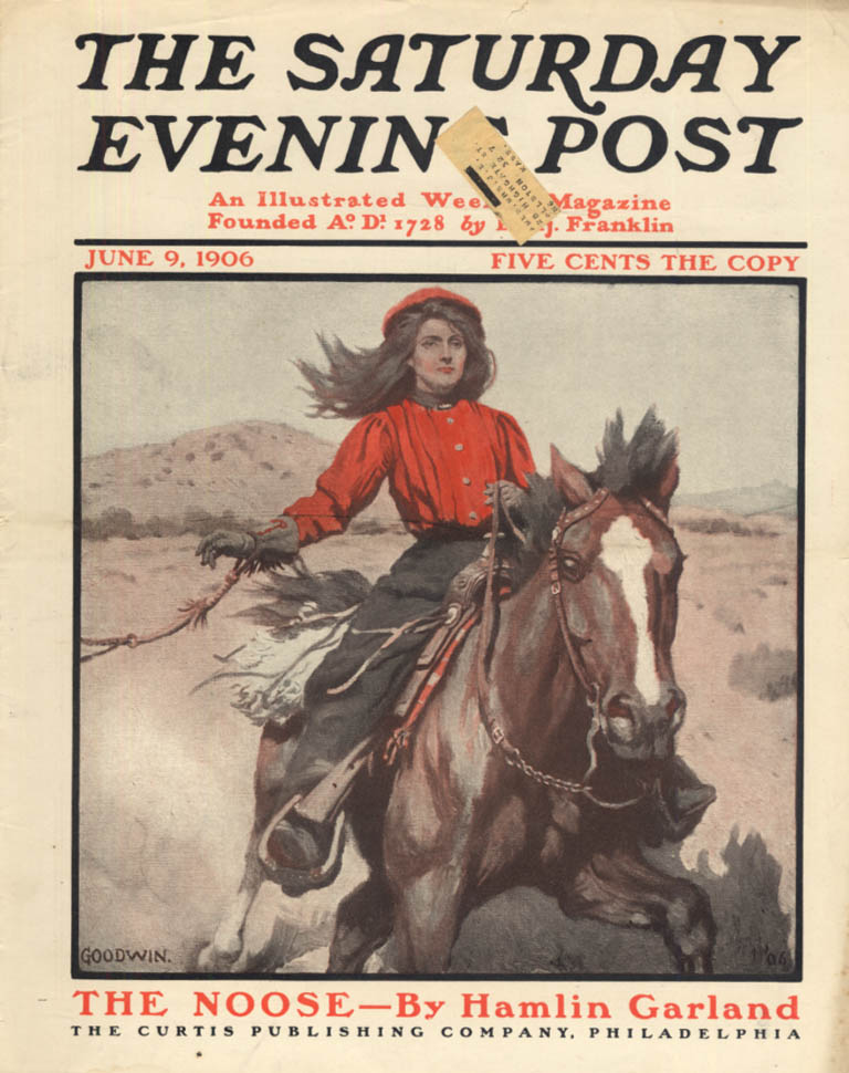 SATURDAY EVENING POST COVER 6/9 1906 Western Equestrienne By Goodwin