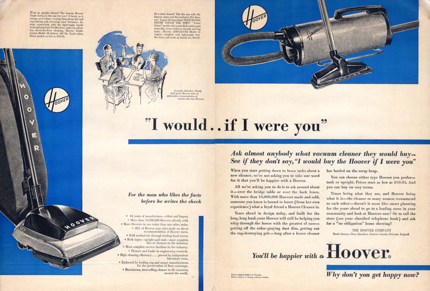 I would if I were you: Hoover Vacuum Cleaner ad 1951 L