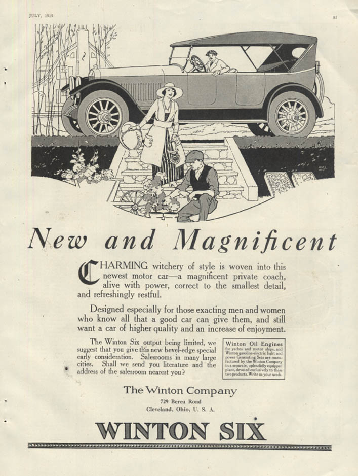 New Magnificent Winton Six Touring Car Ad 1919