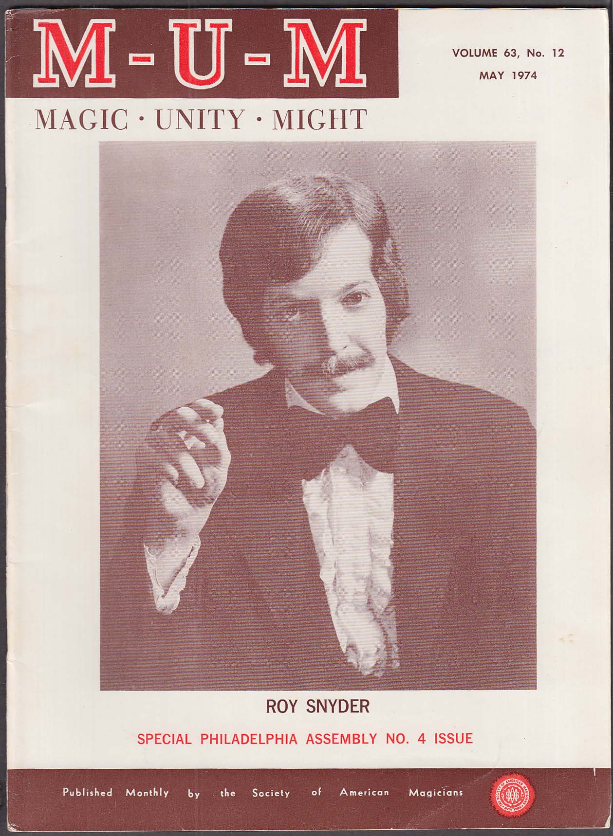 MUM MAGIC UNITY MIGHT Roy Snyder Philadelphia Assembly 4 5 1974