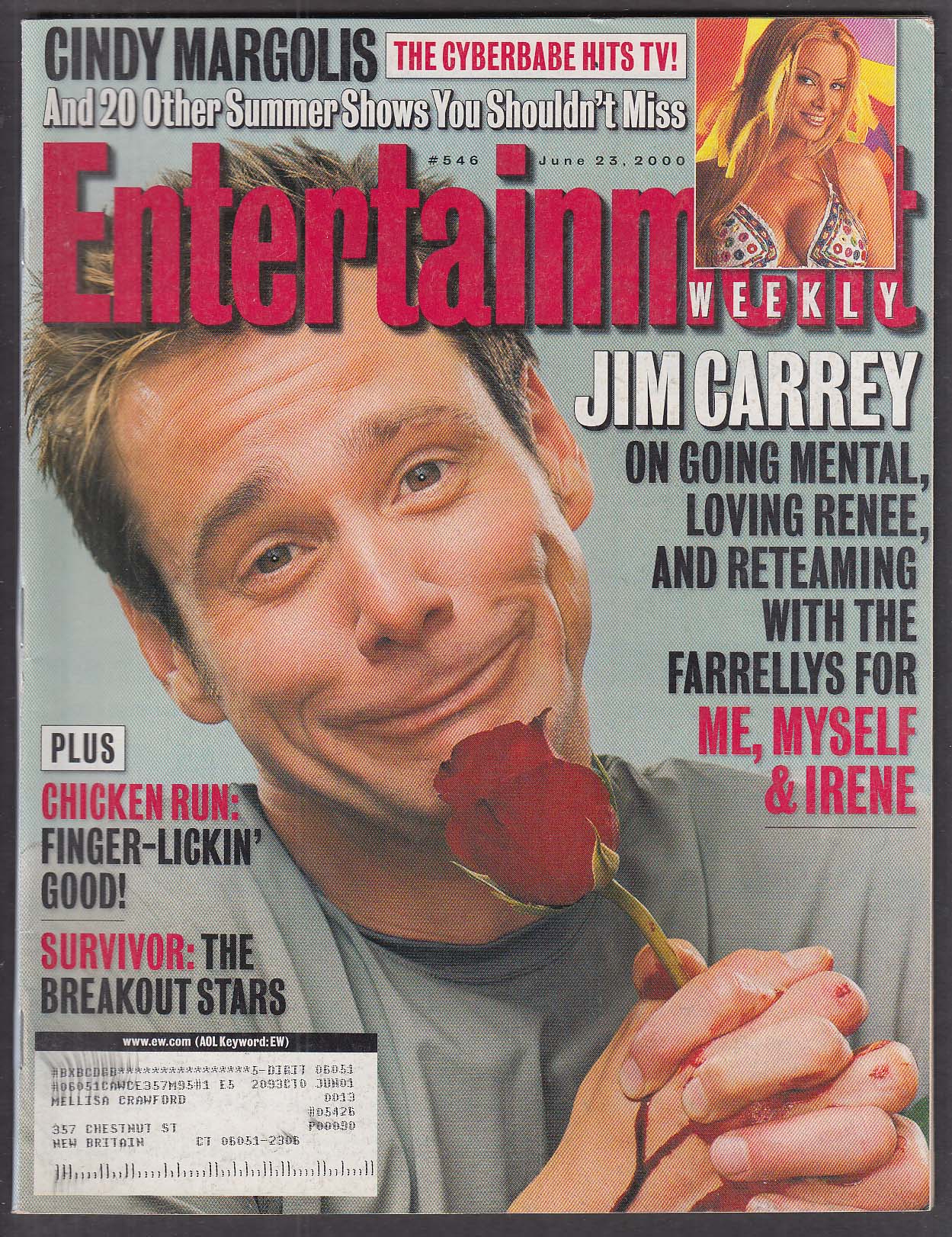 ENTERTAINMENT WEEKLY #546 Jim Carrey Cindy Margolis 6/23 2000