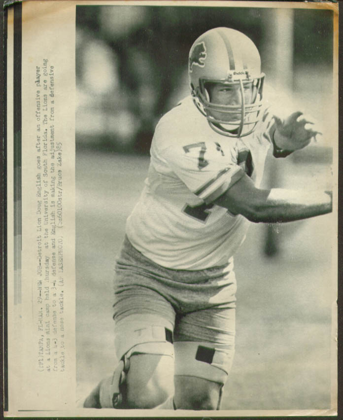 Lions NT Doug English preseason practice photo 1985