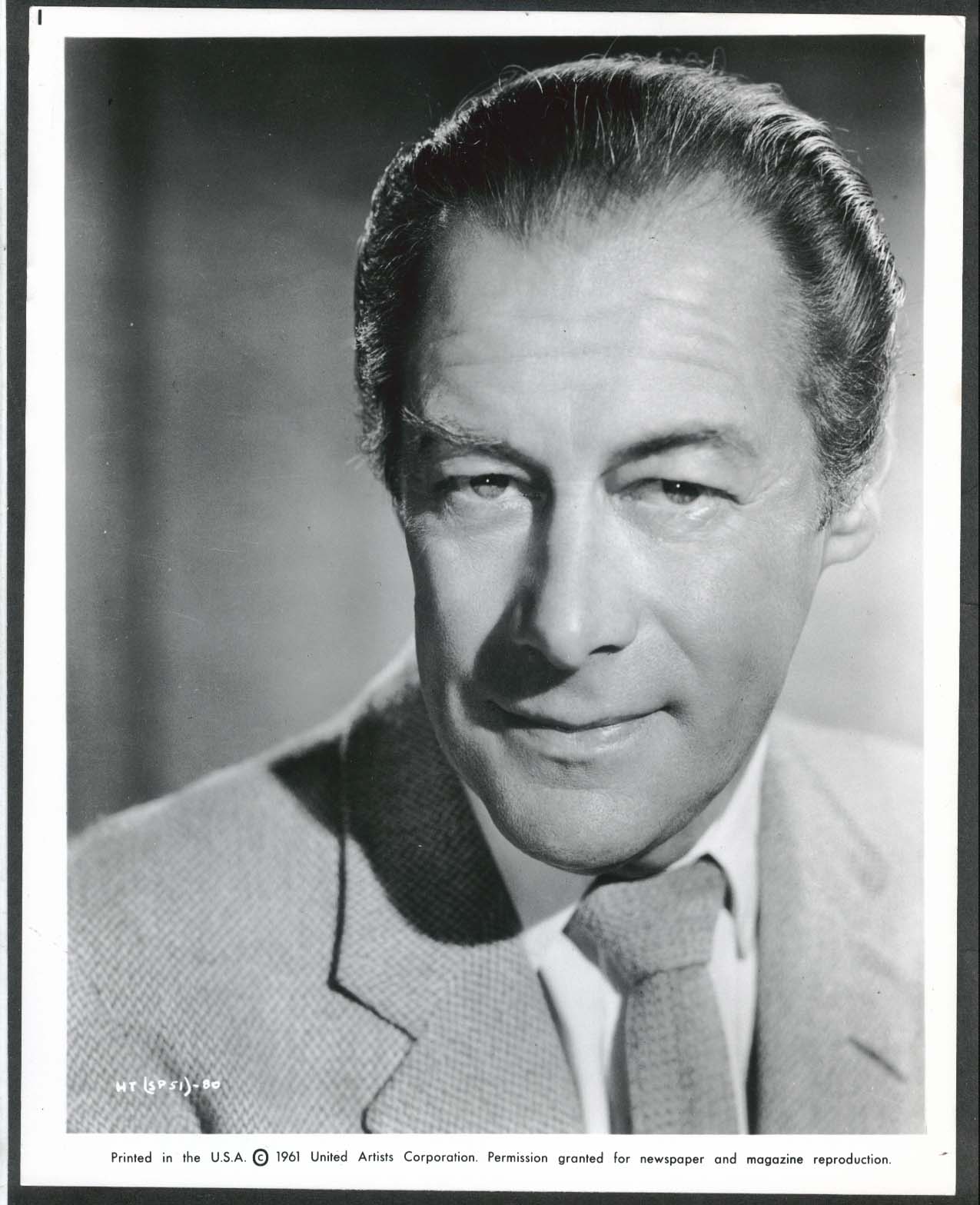 Rex Harrison The Happy Thieves Headshot 8x10 Photograph 1961 