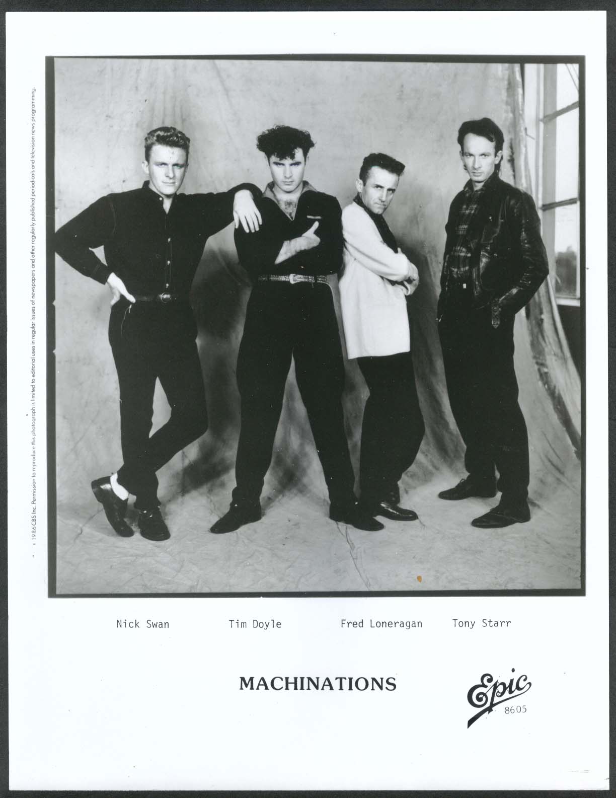 Machinations Nick Swan Tim Doyle Tony Starr Epic Records 8x10 photograph  1980s