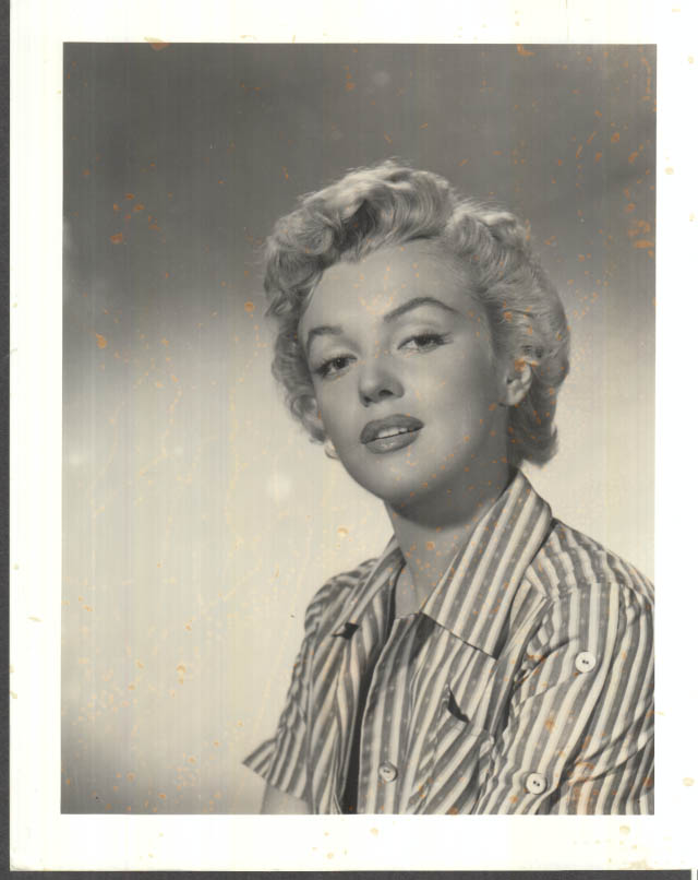 Marilyn Monroe striped shirt, looking left photo 1950s restrike 1980s