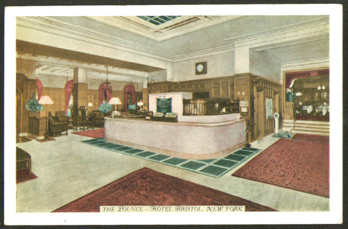 The Lounge Hotel Bristol New York City Postcard 1920s