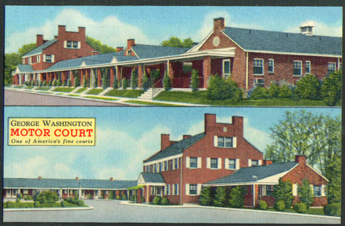 George Washington Motor Court Fredericksburg VA postcard 1940s