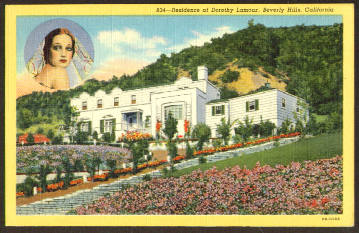 Dorothy Lamour Residence Beverly Hills Ca Postcard 1942