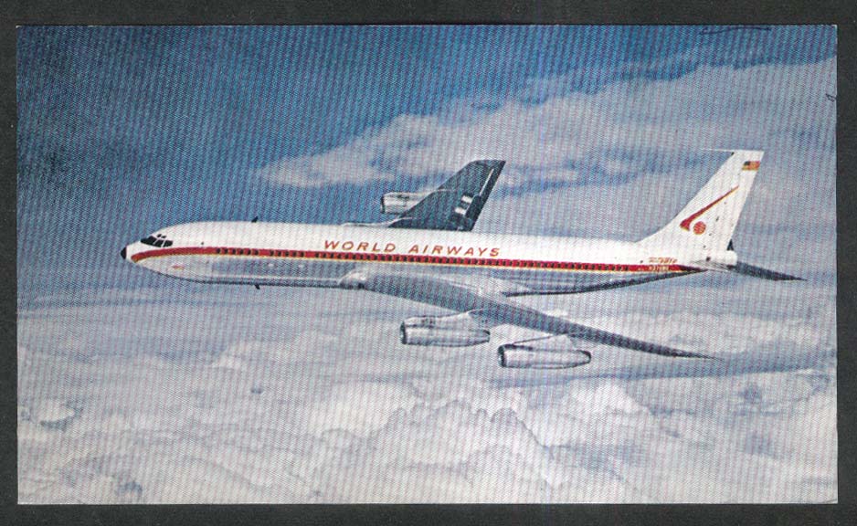 World Airways Boeing Intercontinental 707-320C Jetliner Postcard 1970s