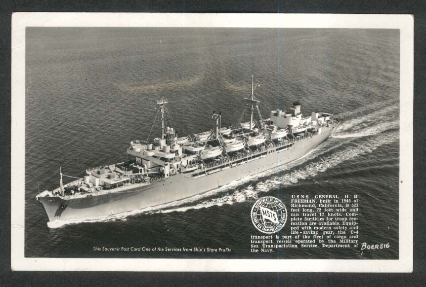 US Navy Ship General H B Freeman RPPC Postcard 1940s