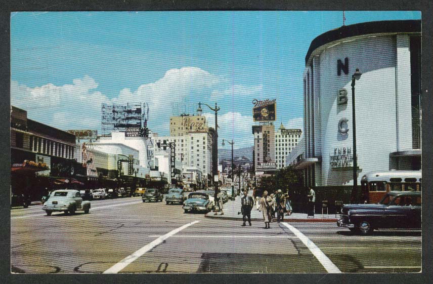 ABC NBC Plaza Miller Hollywood & Vine Los Angeles CA Postcard 1959