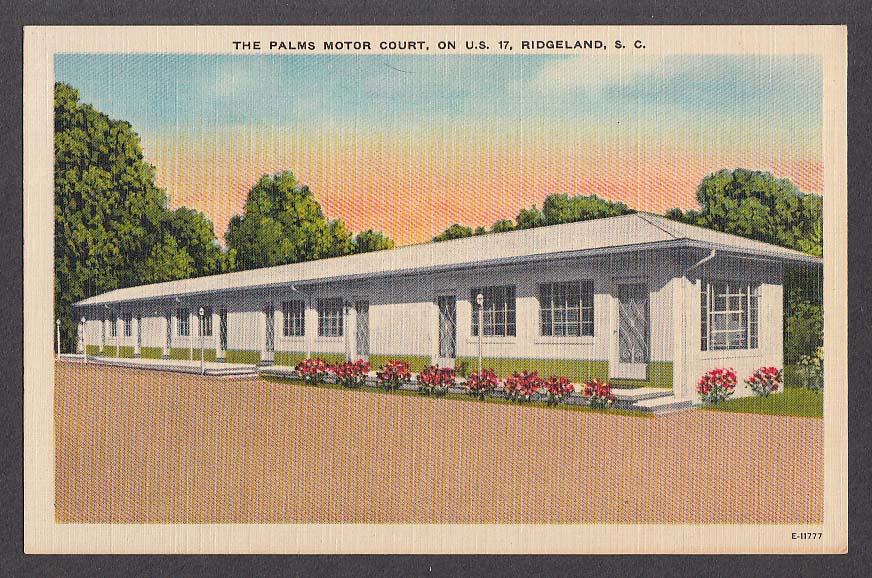 Palms Motor Court US 17 Ridgeland SC postcard 1930s