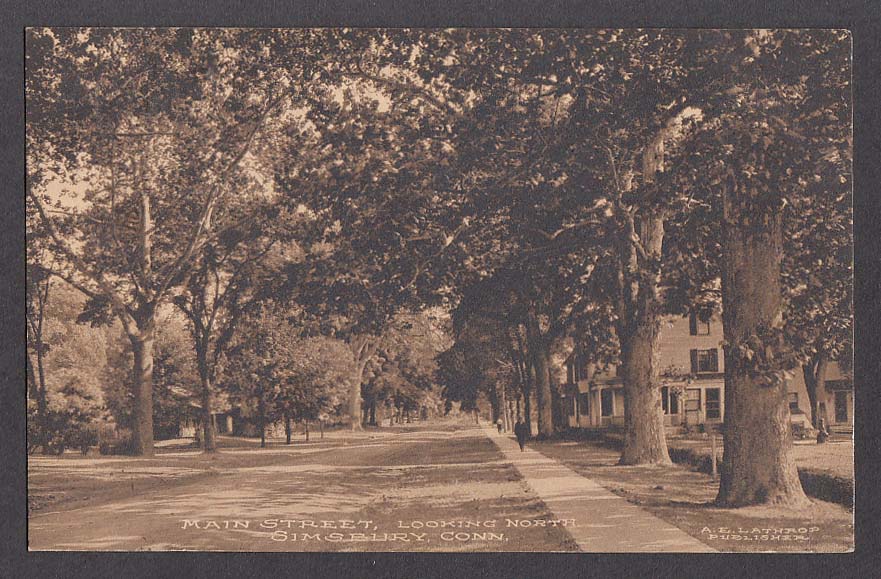 Main Street Looking North Simsbury Ct Postcard 1913