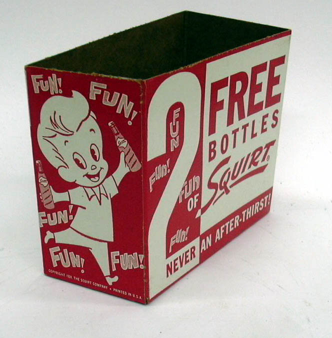 Two Free Bottle Of Squirt Soda Cardboard Display Box Unused 1959