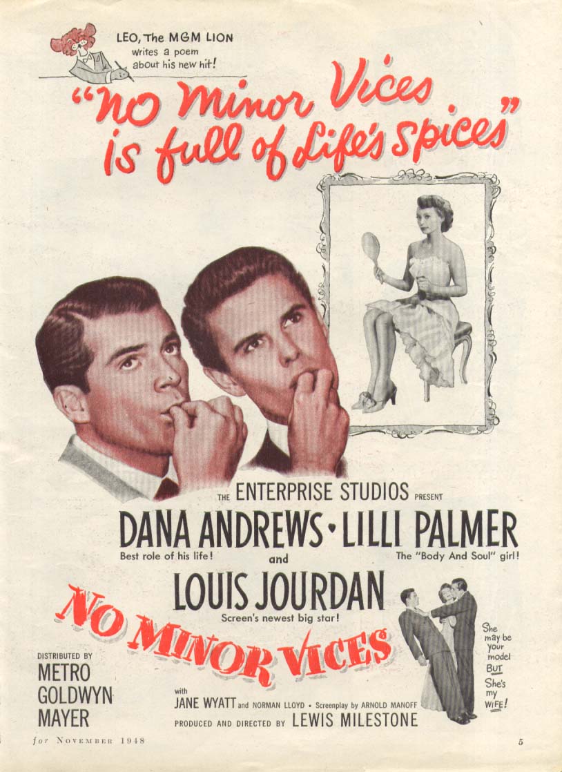 No Minor Vices Dana Andrews movie ad 1948