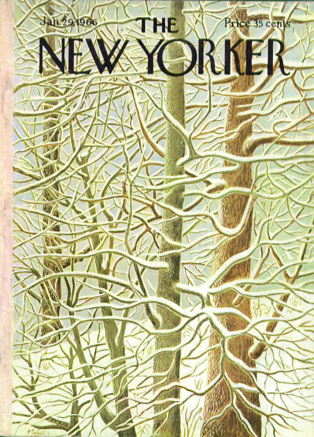 New Yorker cover Karasz snowdraped branches 1/29 1966