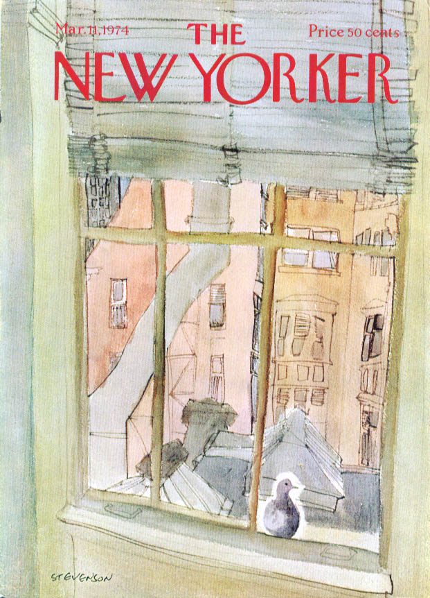 New Yorker cover Stevenson rooftops with dove 3/11 1974