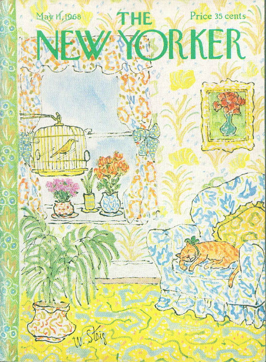 New Yorker cover Steig cat sleeps loud décor 5/11 1968