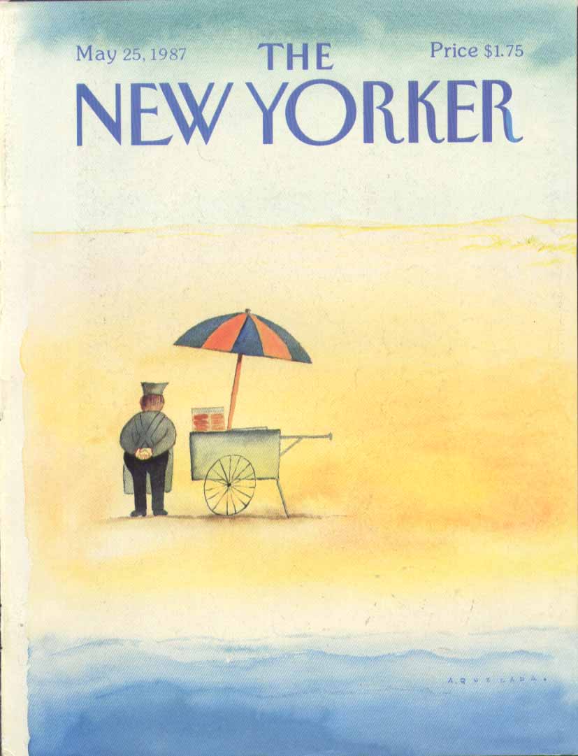 New Yorker cover Quezada dog wagon on beach 5/25 1987