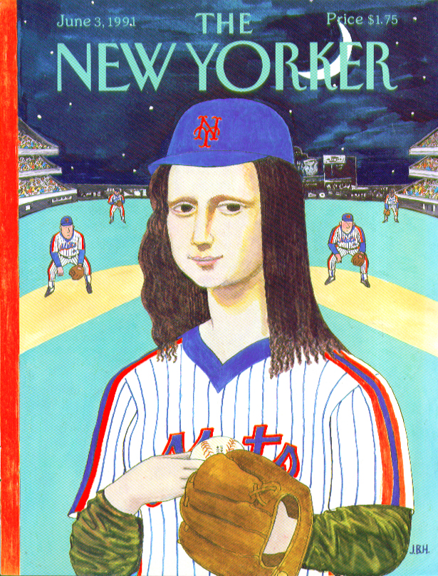 New Yorker cover JBH Mona Lisa as New York Mets pitcher 6/3 1991