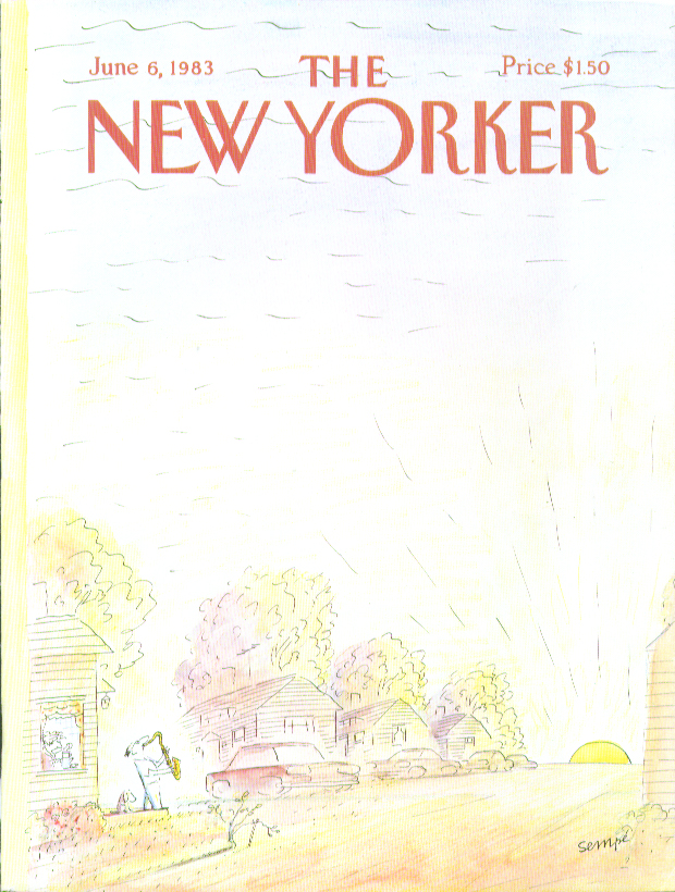 New Yorker cover Sempe saxophonist at sunrise 6/6 1983