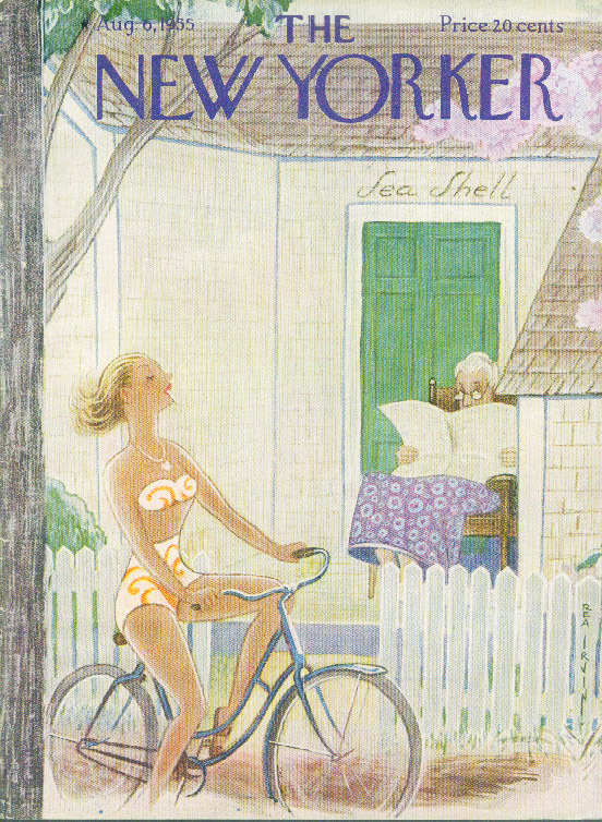 New Yorker cover Irvin bikini girl & old lady 8/6 1955