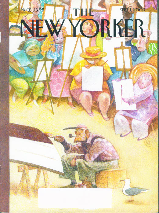 New Yorker cover CG fat lady beach artists paint man & boat 9/1 2003