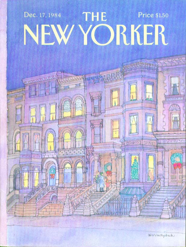 New Yorker cover Van Rynbach Christmas brownstone 12/17 1984