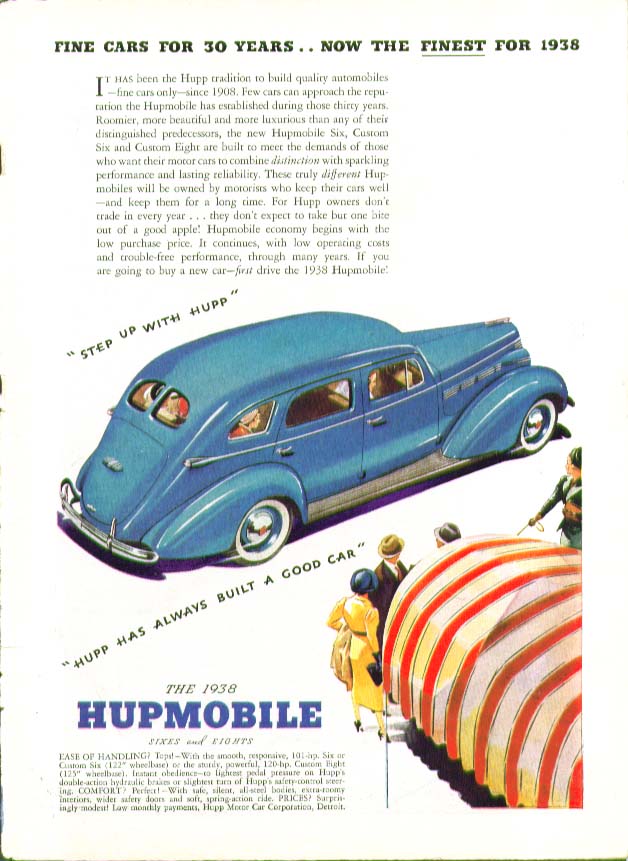 Fine car for 30 years now the finest for 1938 Hupmobile ad Time