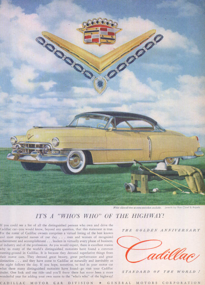 Cadillac Who's Who of Highway Van Cleef Arpels ad 1952