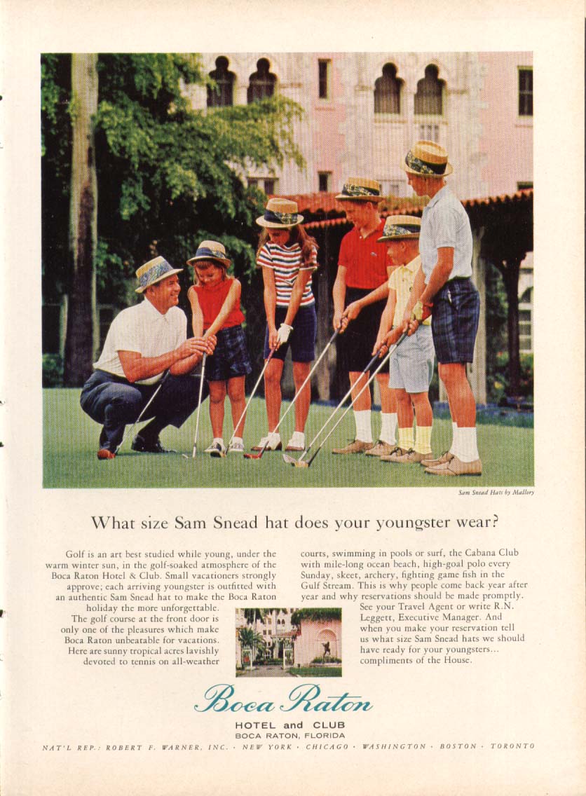 Golfer Sam Snead for Boca Raton Hotel & Club ad 1963