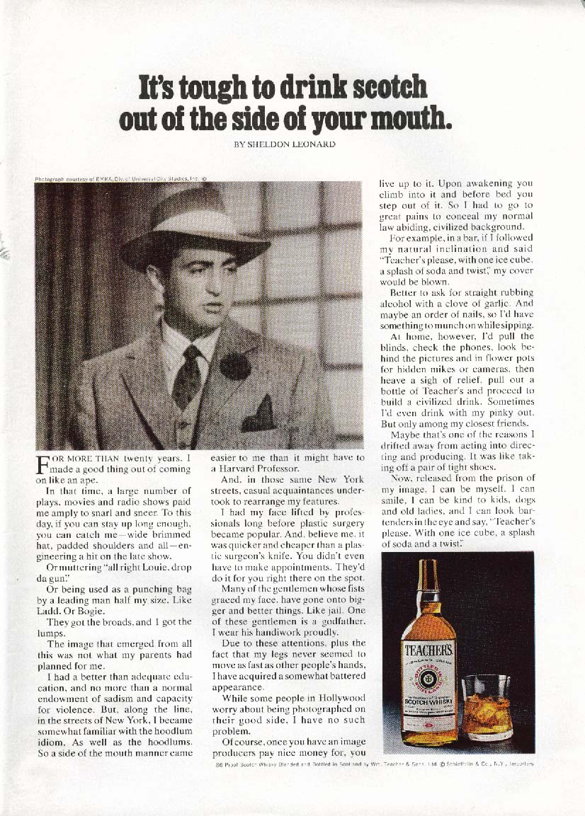 Sheldon Leonard for Teacher's Scotch Whisky ad 1974