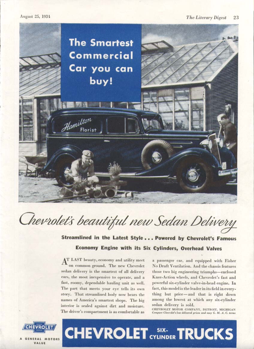 The Smartest Commercial Car You Can Buy Chevrolet Florist Truck ad 1934