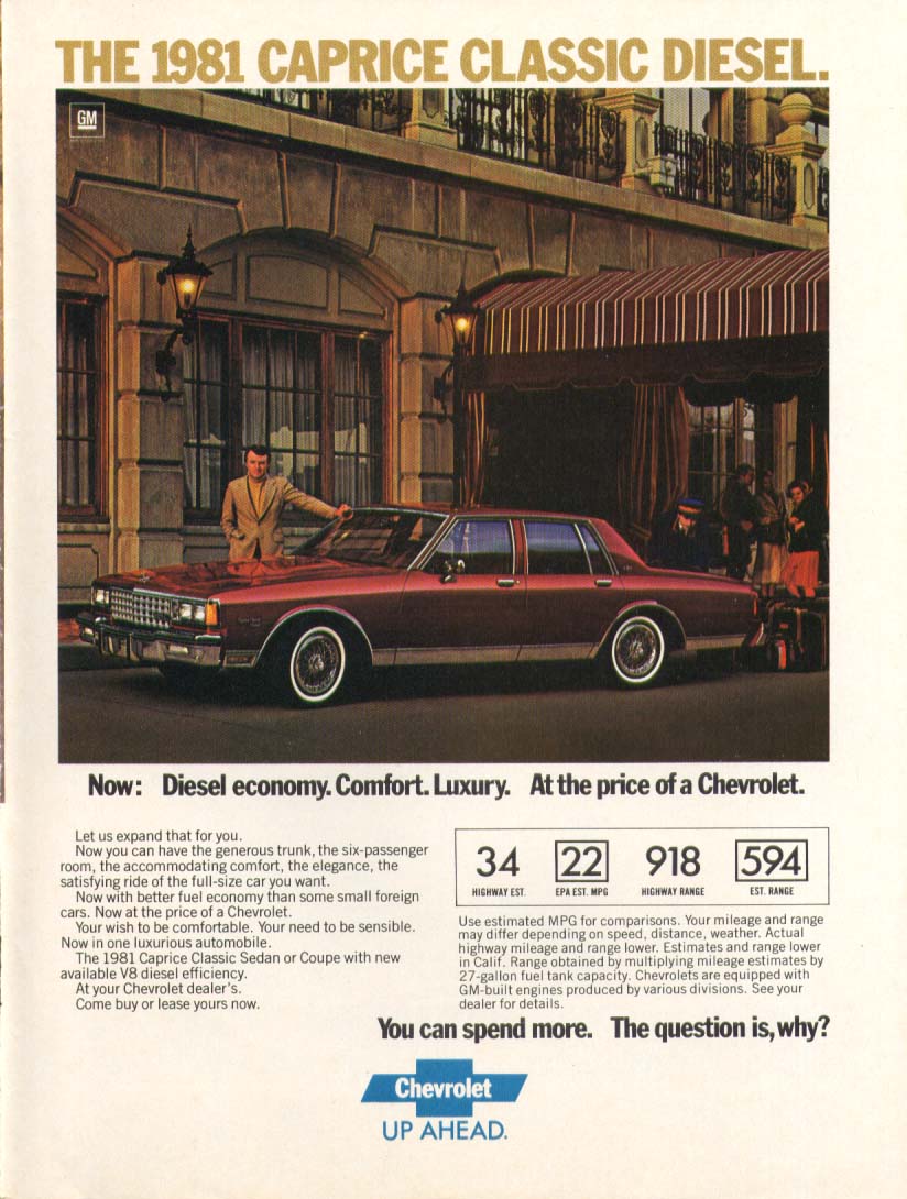 Chevrolet Caprice Classic Diesel luxury ad 1981