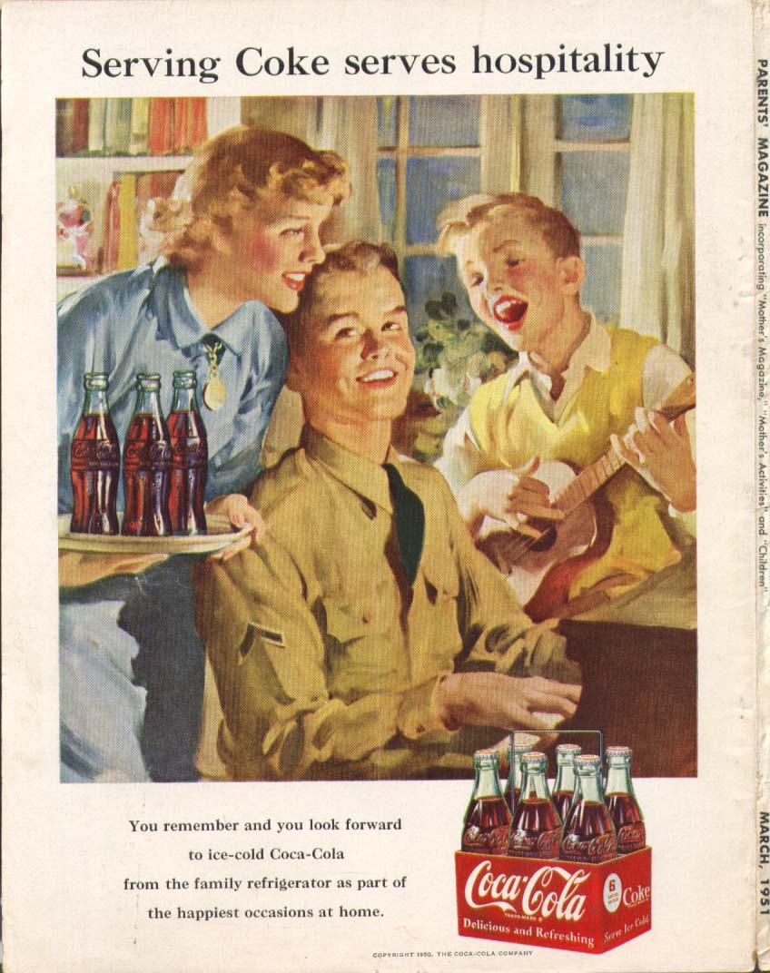 Serving Coke serves hospitality Coca-Cola ad 1951 Army | eBay