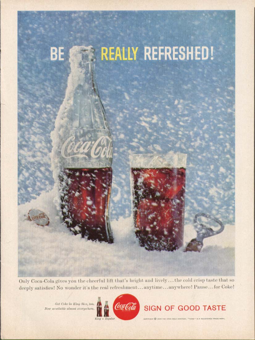 Be Really Refreshed Coca-Cola ad 1959 blizzard