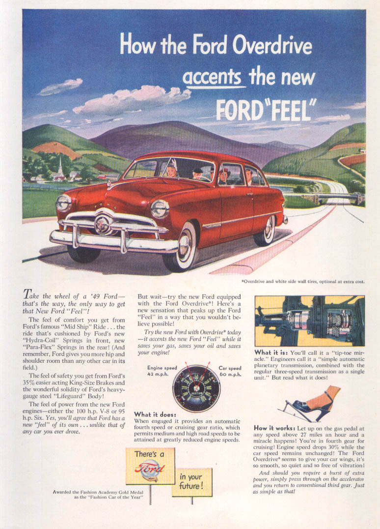 How Ford Overdrive accents the new Ford Feel ad 1949