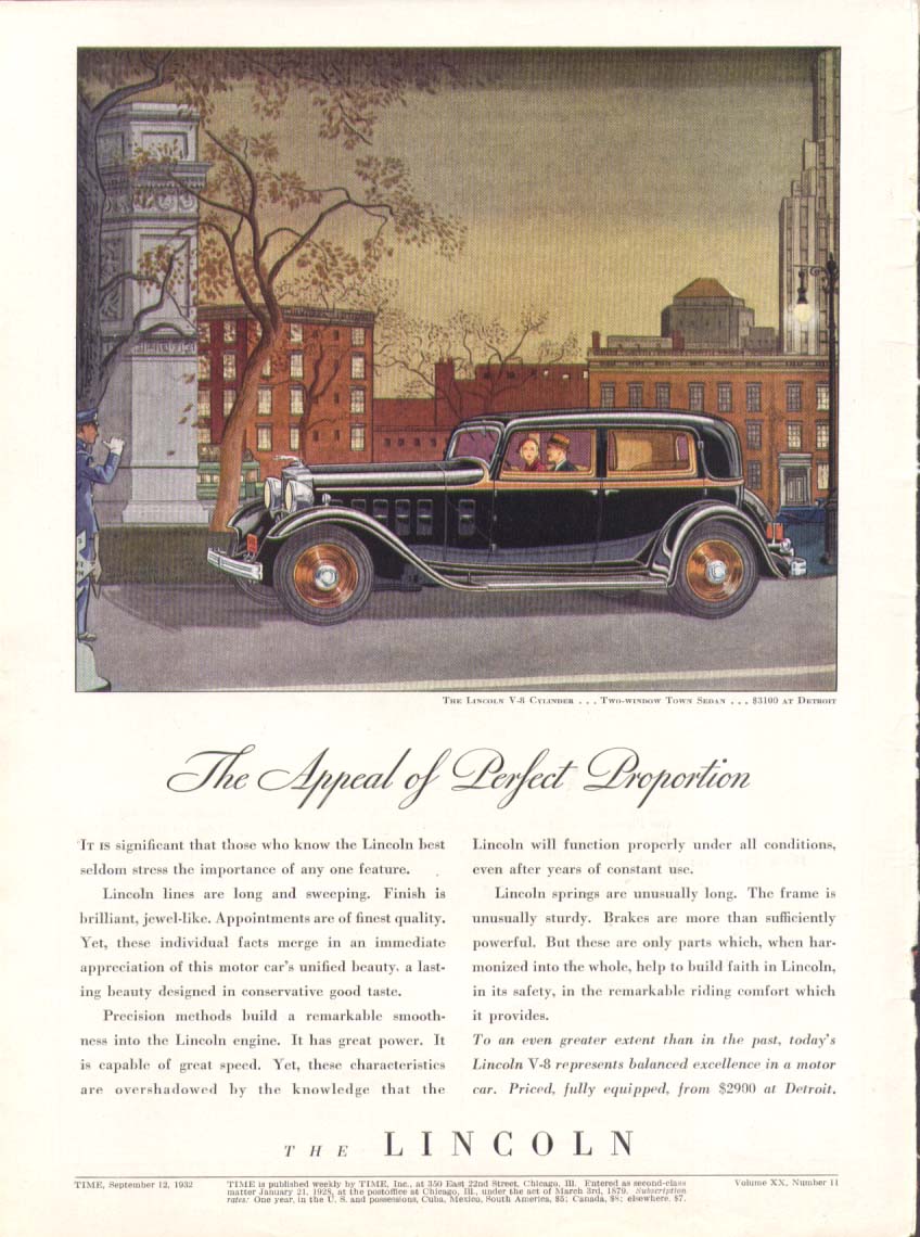 The Appeal of Perfect Proportion: Lincoln ad 1932