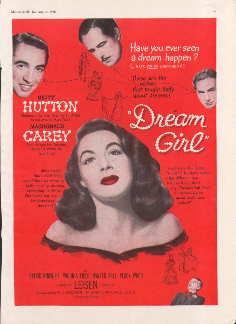 Betty Hutton Macdonald Carey Dream Girl movie ad 1948